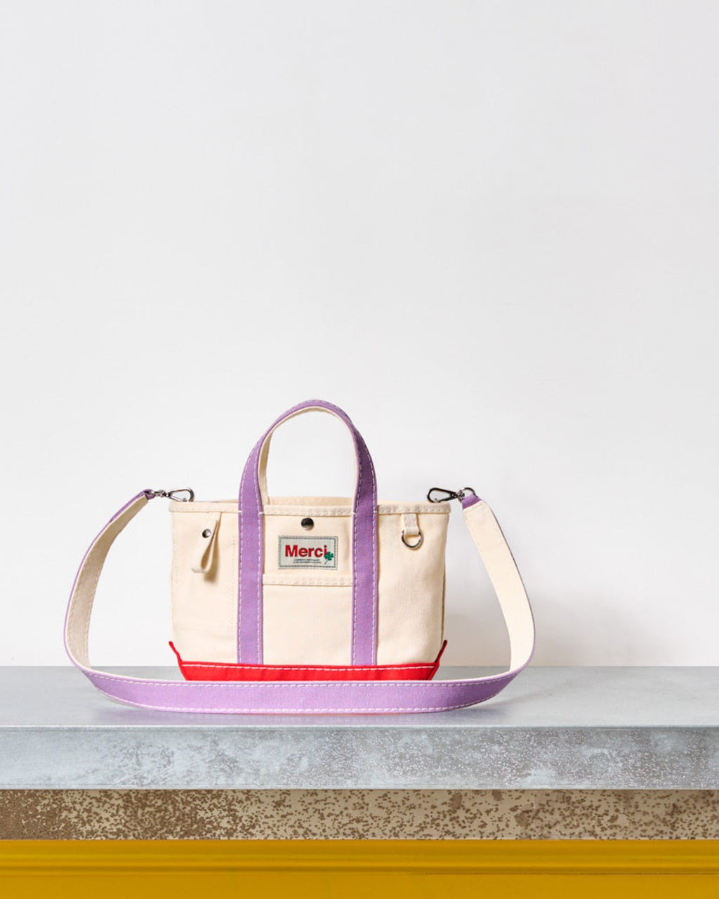 Merci - Cabas Candide - Ecru & Lila & Rouge