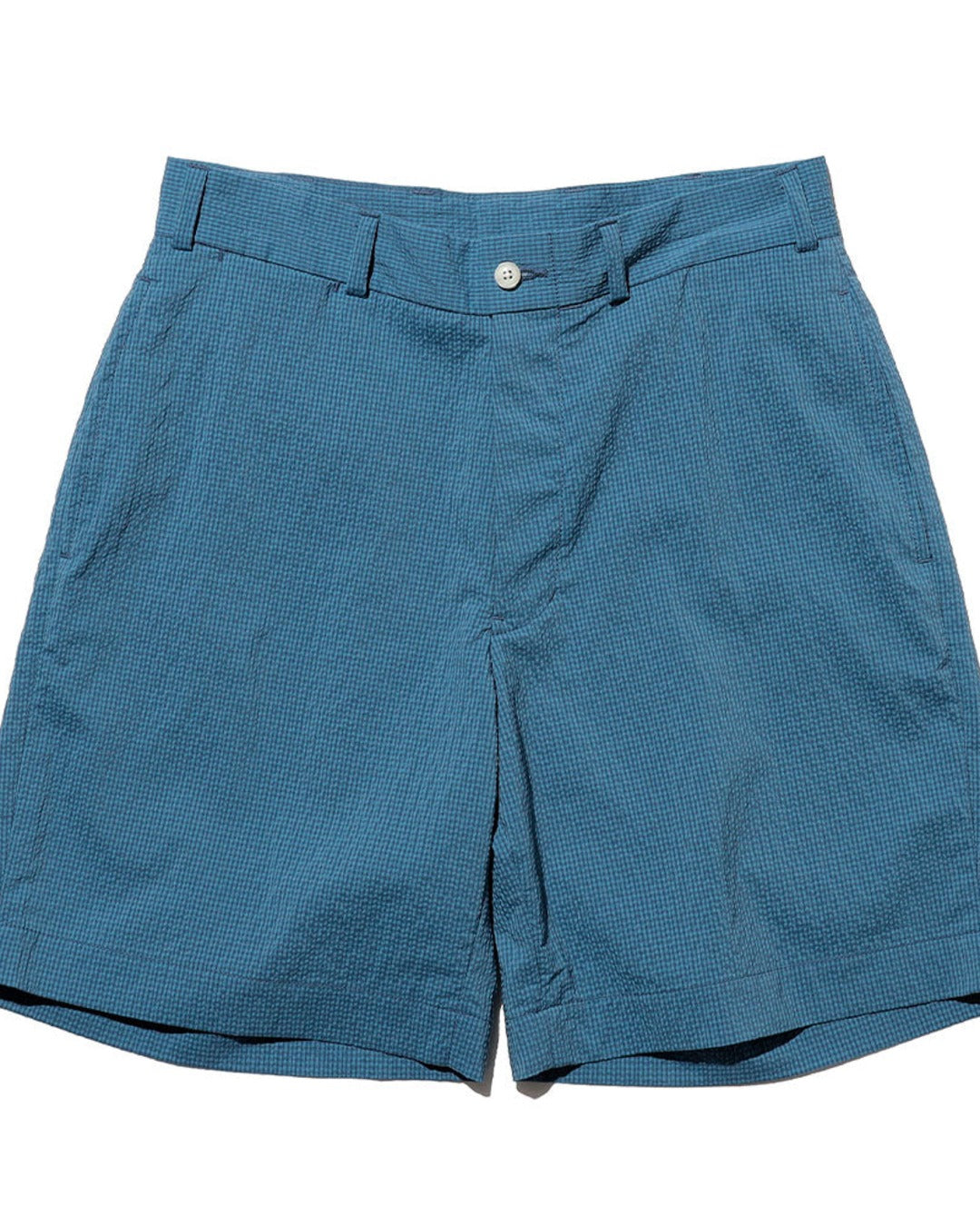 Beams Plus - Short Gaufré Gingham - Bleu