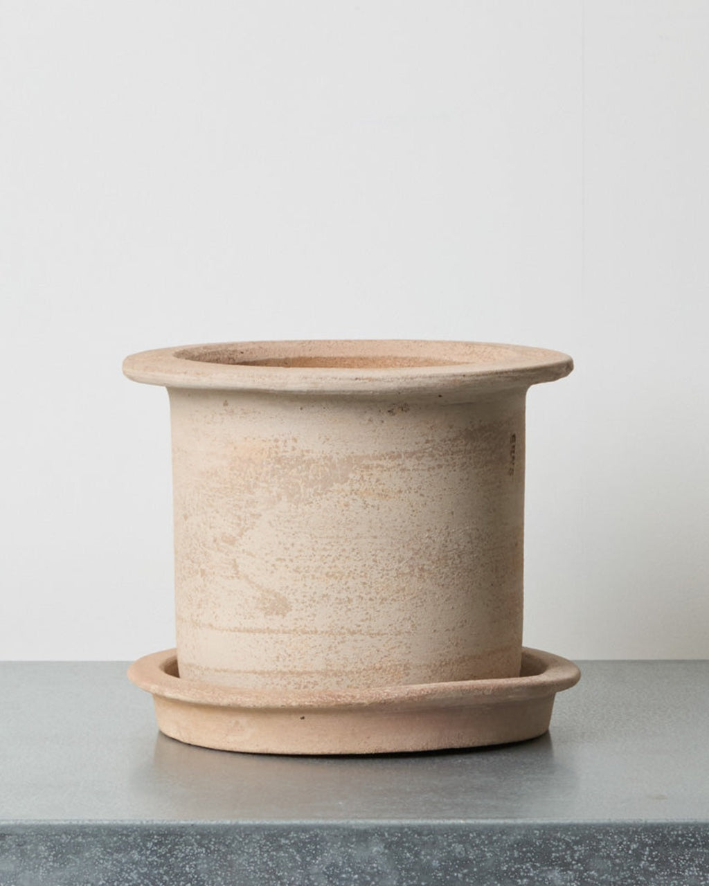 Ernst - Pot Et Souscoupe En Terre Cuite - Brun Naturel