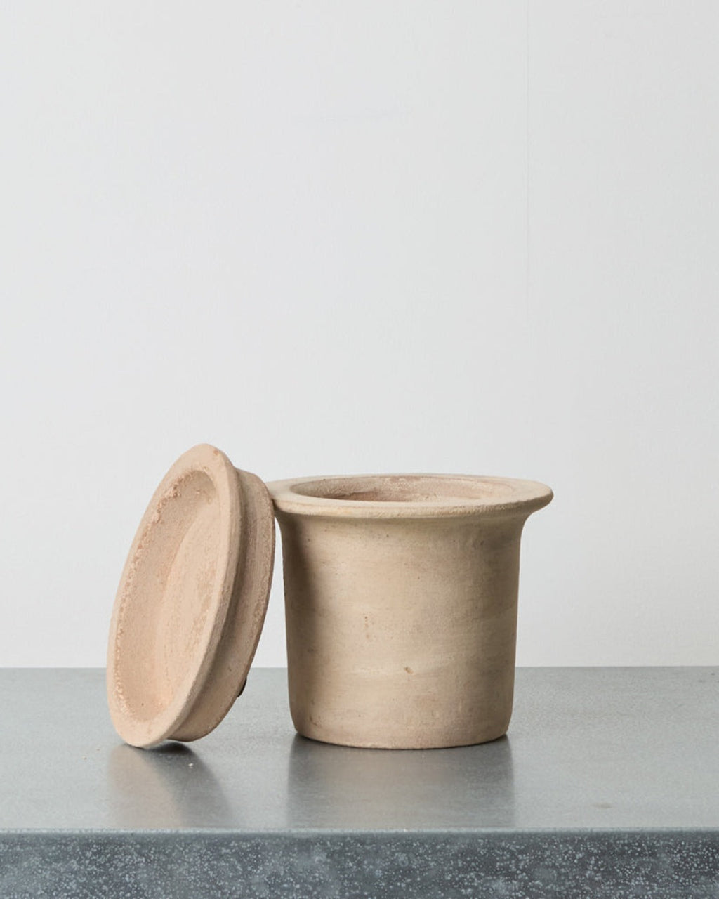 Ernst - Pot Et Souscoupe En Terre Cuite - Brun Naturel
