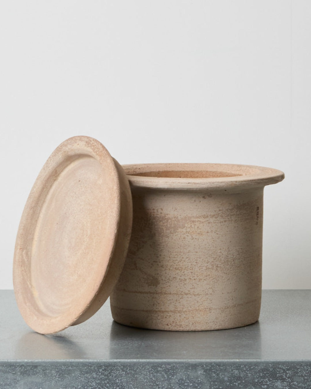 Ernst - Pot Et Souscoupe En Terre Cuite - Brun Naturel