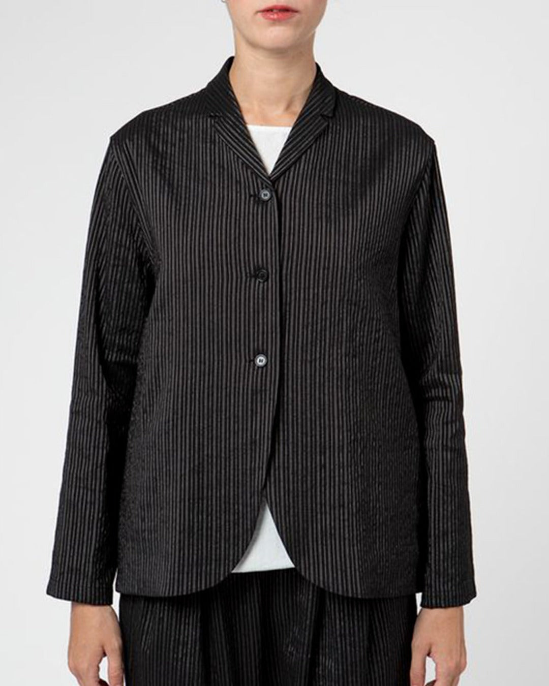 Apuntob - Striped Blazer Jacket - Black