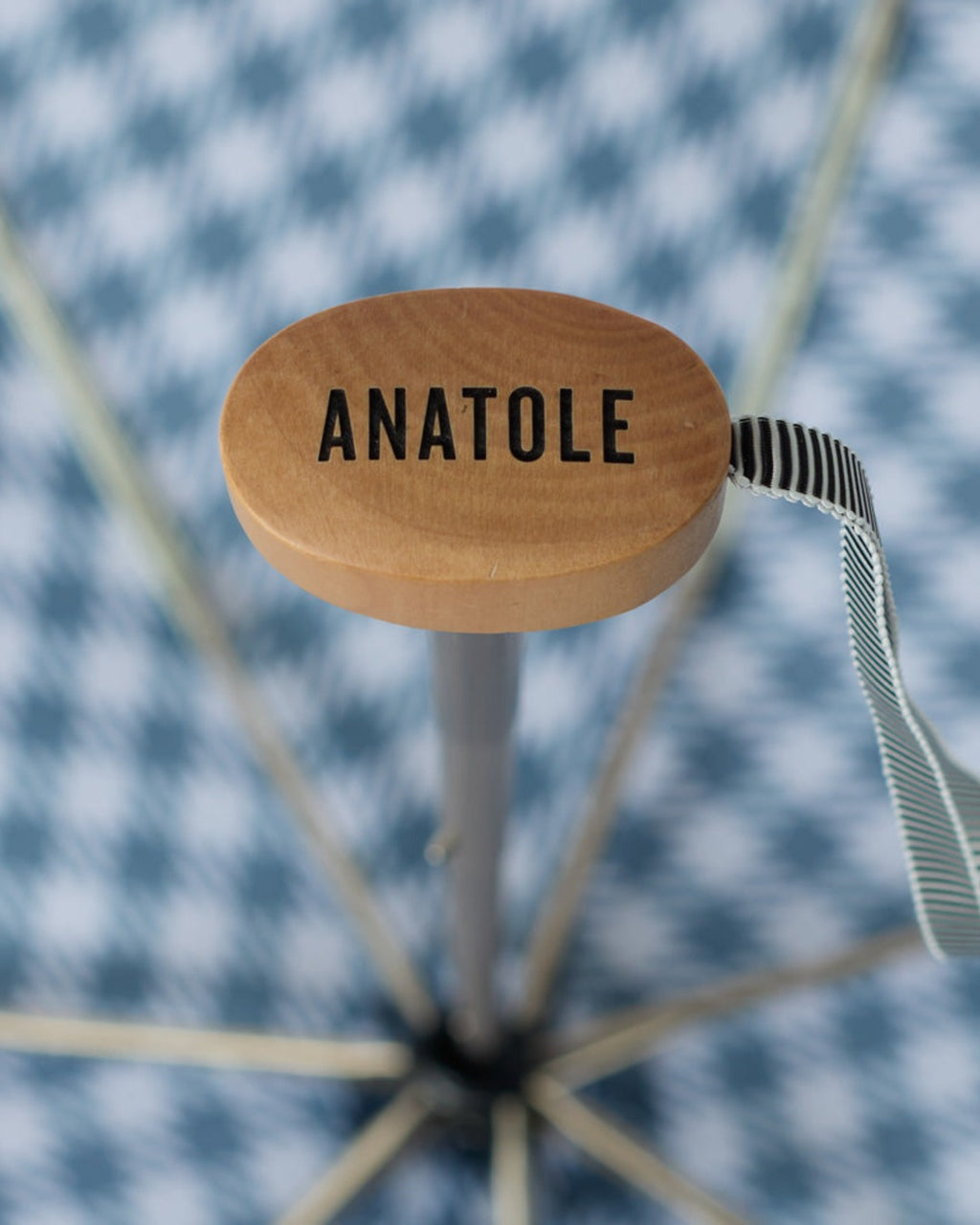 Anatole - Petit Parapluie Bois - Vichy Noir