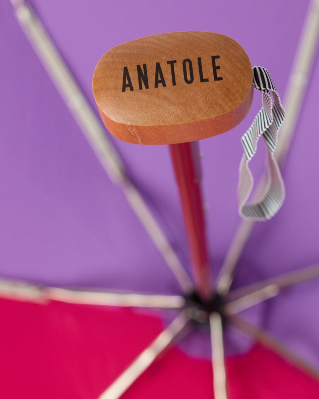 Anatole - Small wooden umbrella - Lilac & Pink