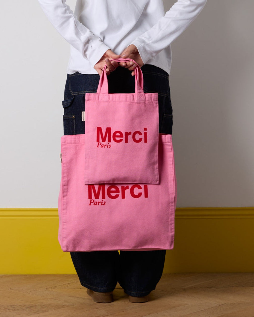 Merci - Tote Bag En Coton - Rose & Rouge