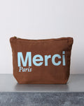 Merci - Cotton pouch - Brown & Blue