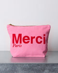 Merci - Pochette En Coton - Rose & Rouge