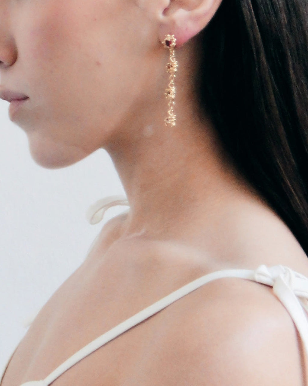 Sofia Rocha - Extra Long Petra Earrings - Gold & Fuschia