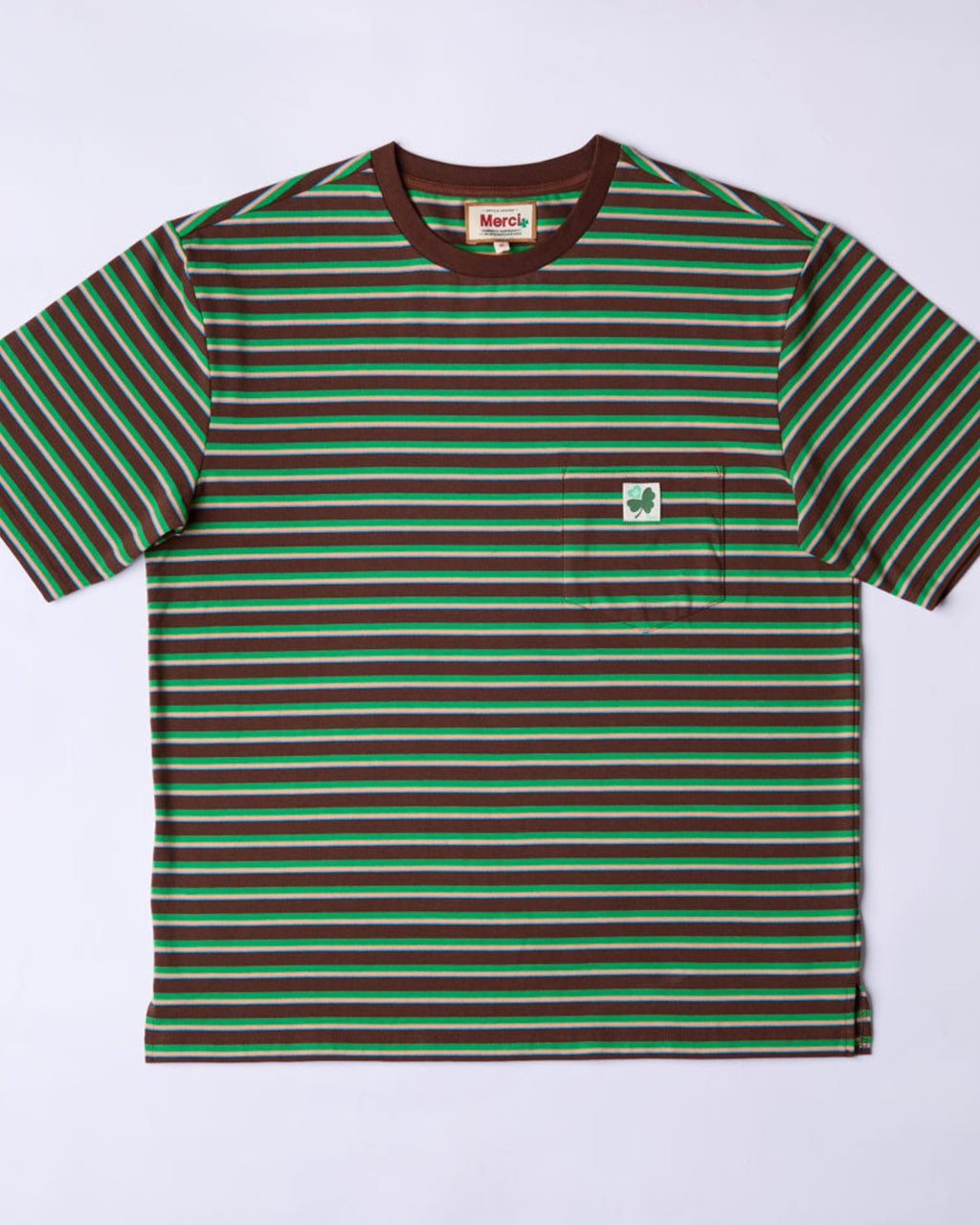 Merci - T-Shirt Vadim Rayé - Marron & Vert