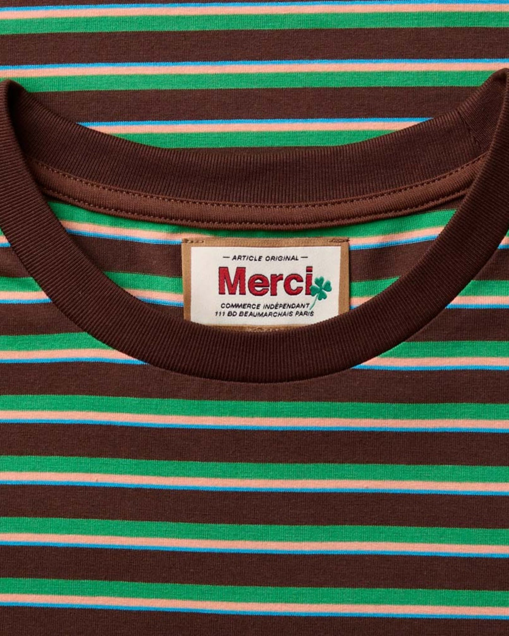 Merci - T-Shirt Vadim Rayé - Marron & Vert