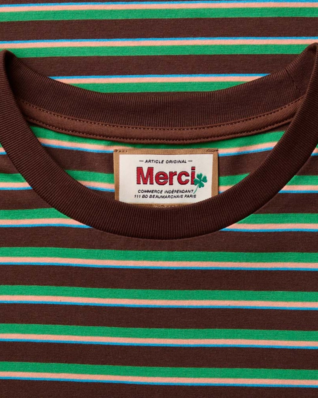 Merci - T-Shirt Vadim Rayé - Marron & Vert