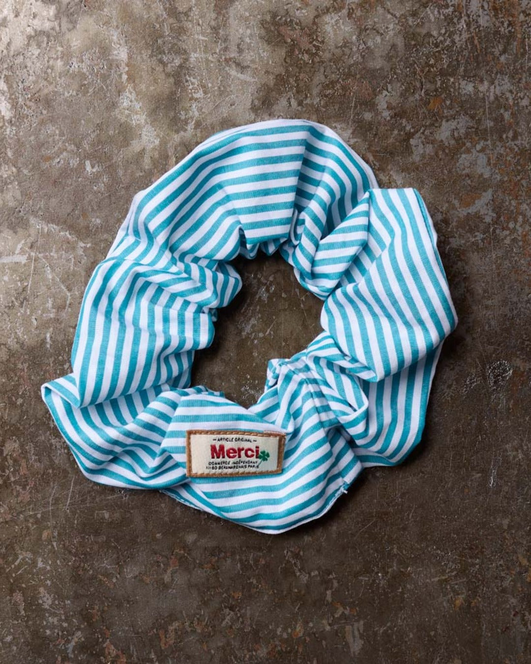 Merci - Chouchou Scrunchie - Rayures Turquoise