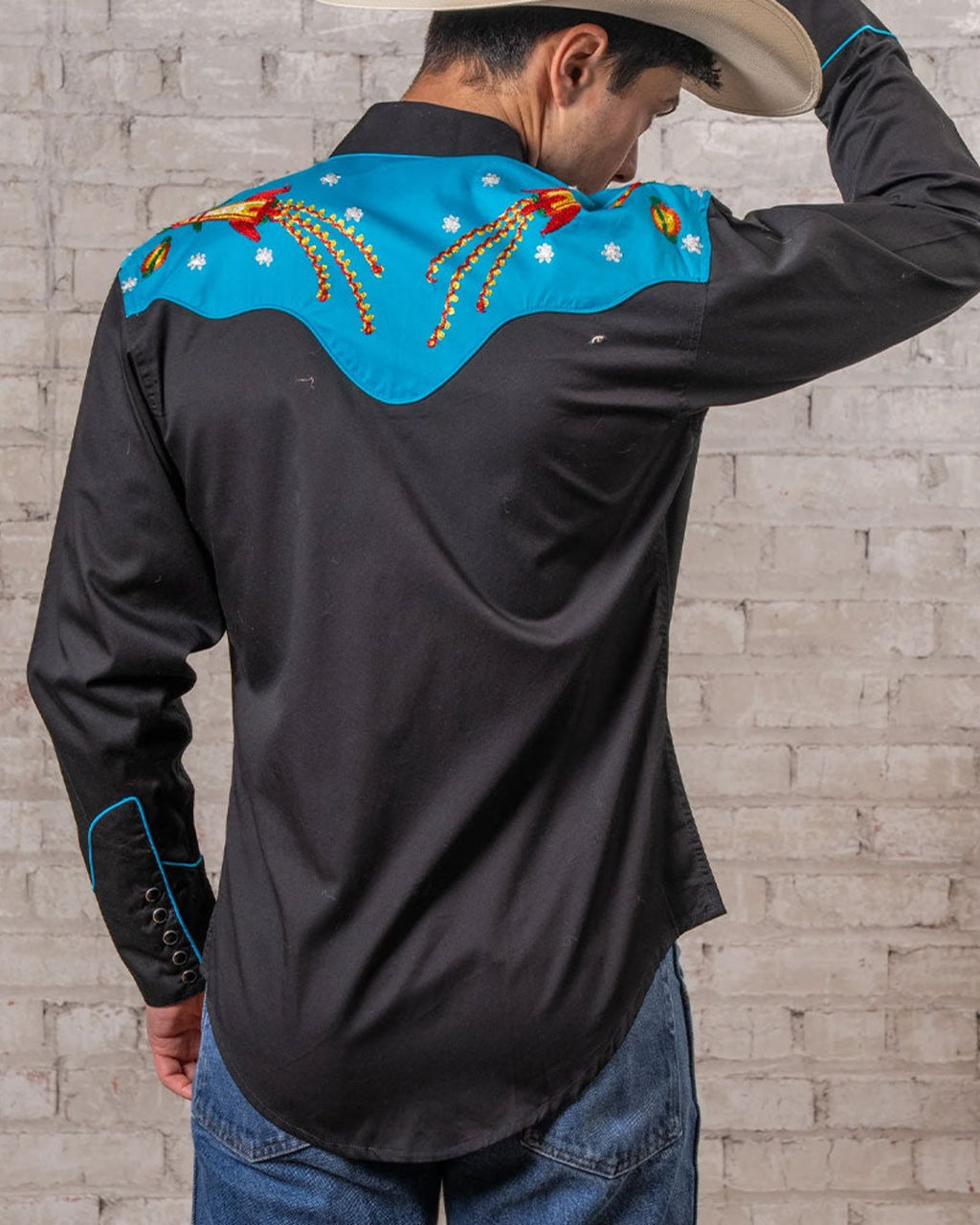 Rockmount - Space Cowboy Shirt - Black & Turquoise