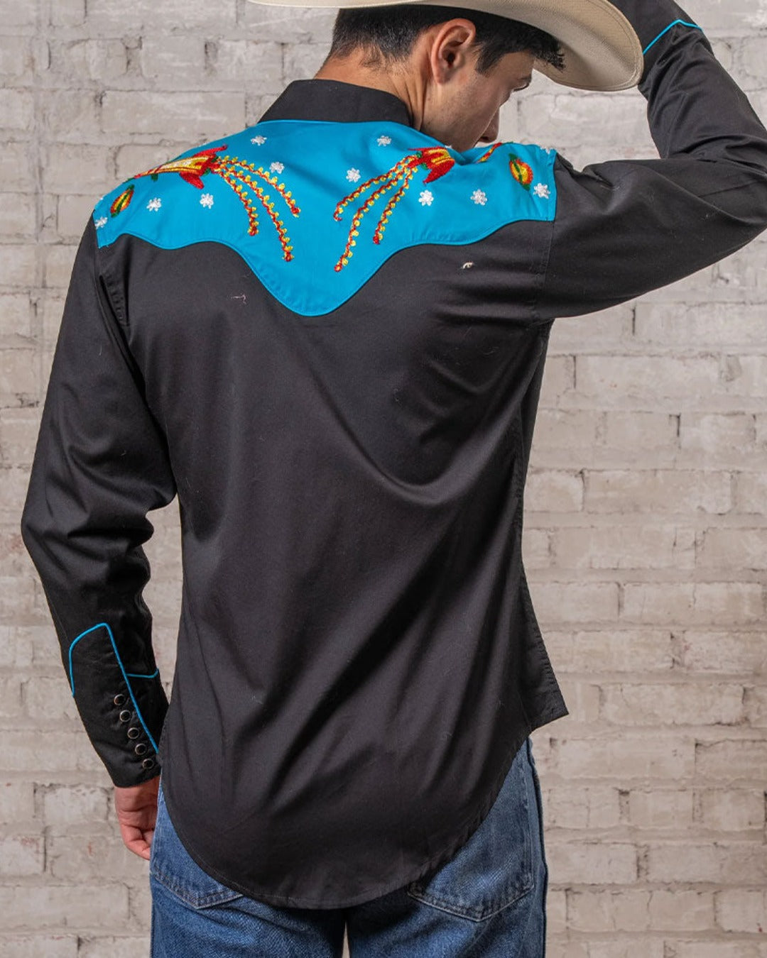 Rockmount - Space Cowboy Shirt - Black & Turquoise