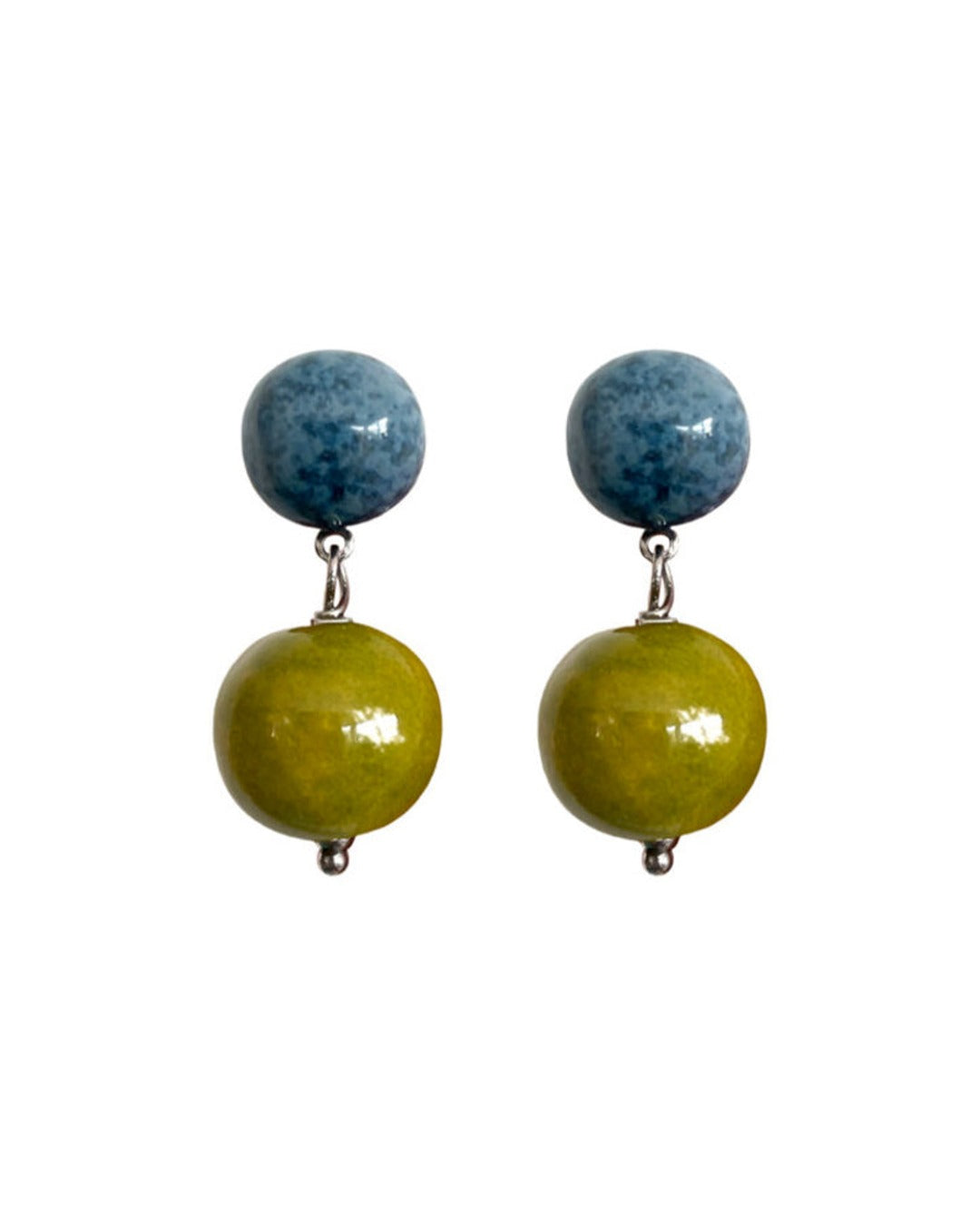 Blanca Olmos Studio - Boucles D'Oreilles Las Gotas - Bleu & Lime