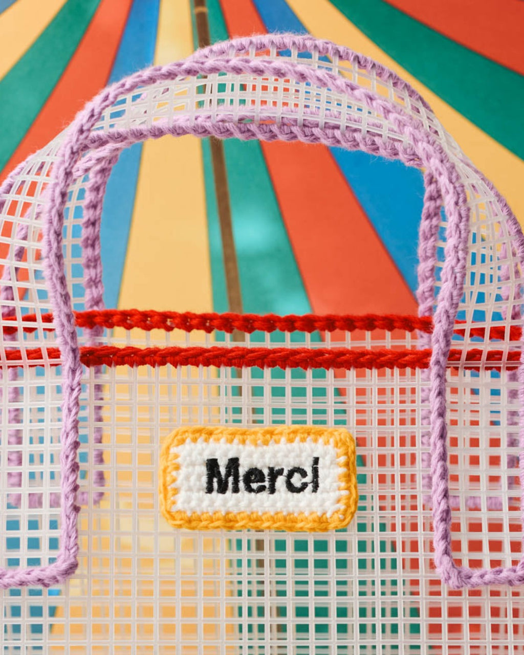Merci x Mimi Salon - Sac Panier L - Rouge & Violet