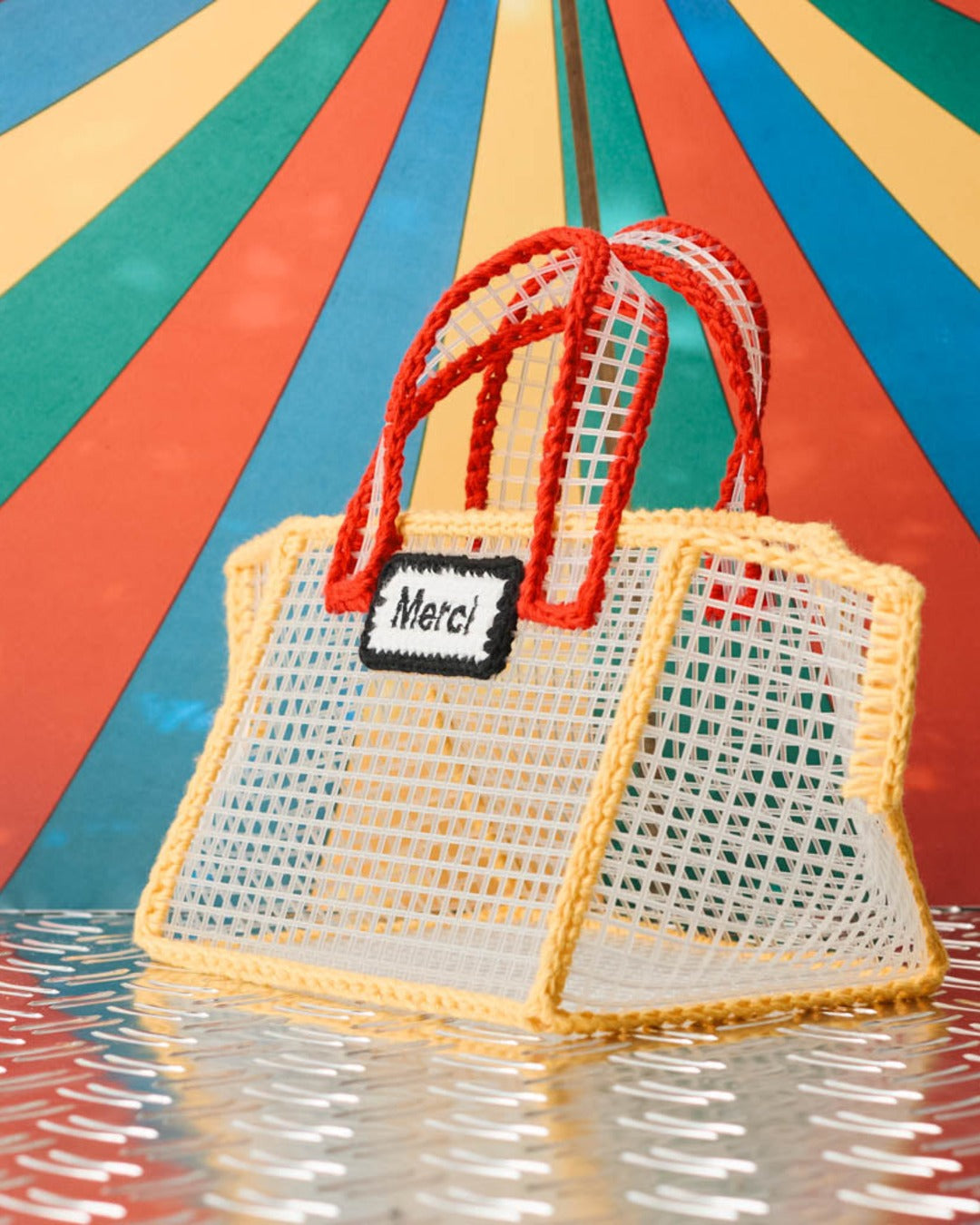 Merci x Mimi Salon - Sac Panier Xs - Jaune & Rouge