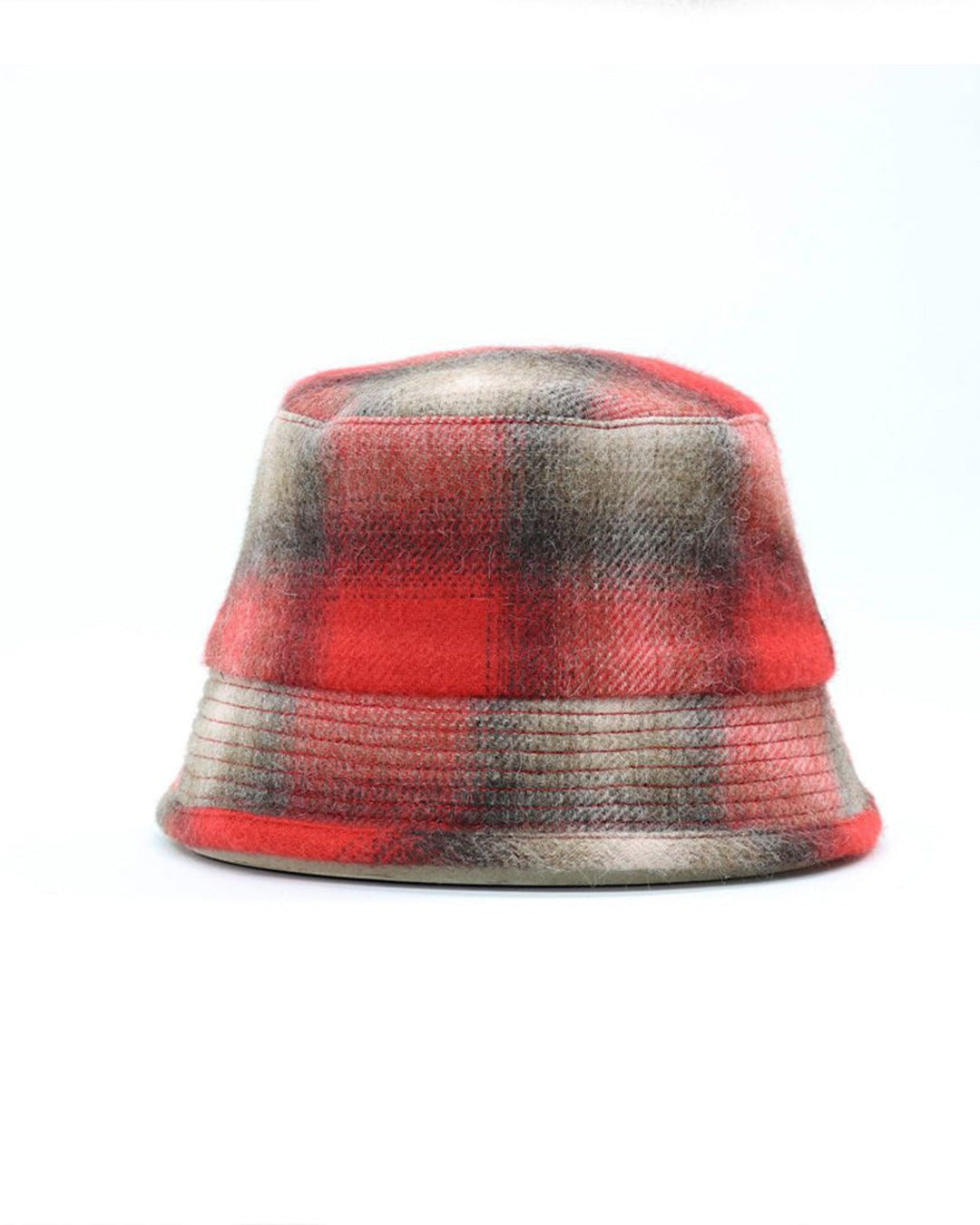 Cableami - 70s Wool Shaggy Check Hat - Red
