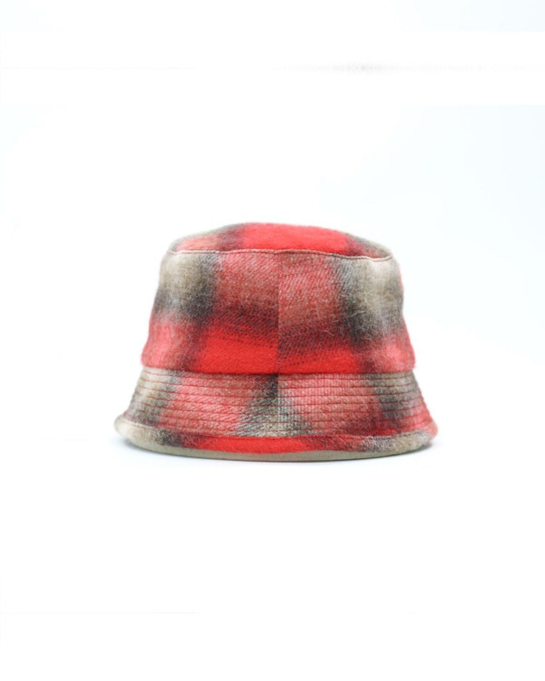 Cableami - 70s Wool Shaggy Check Hat - Red