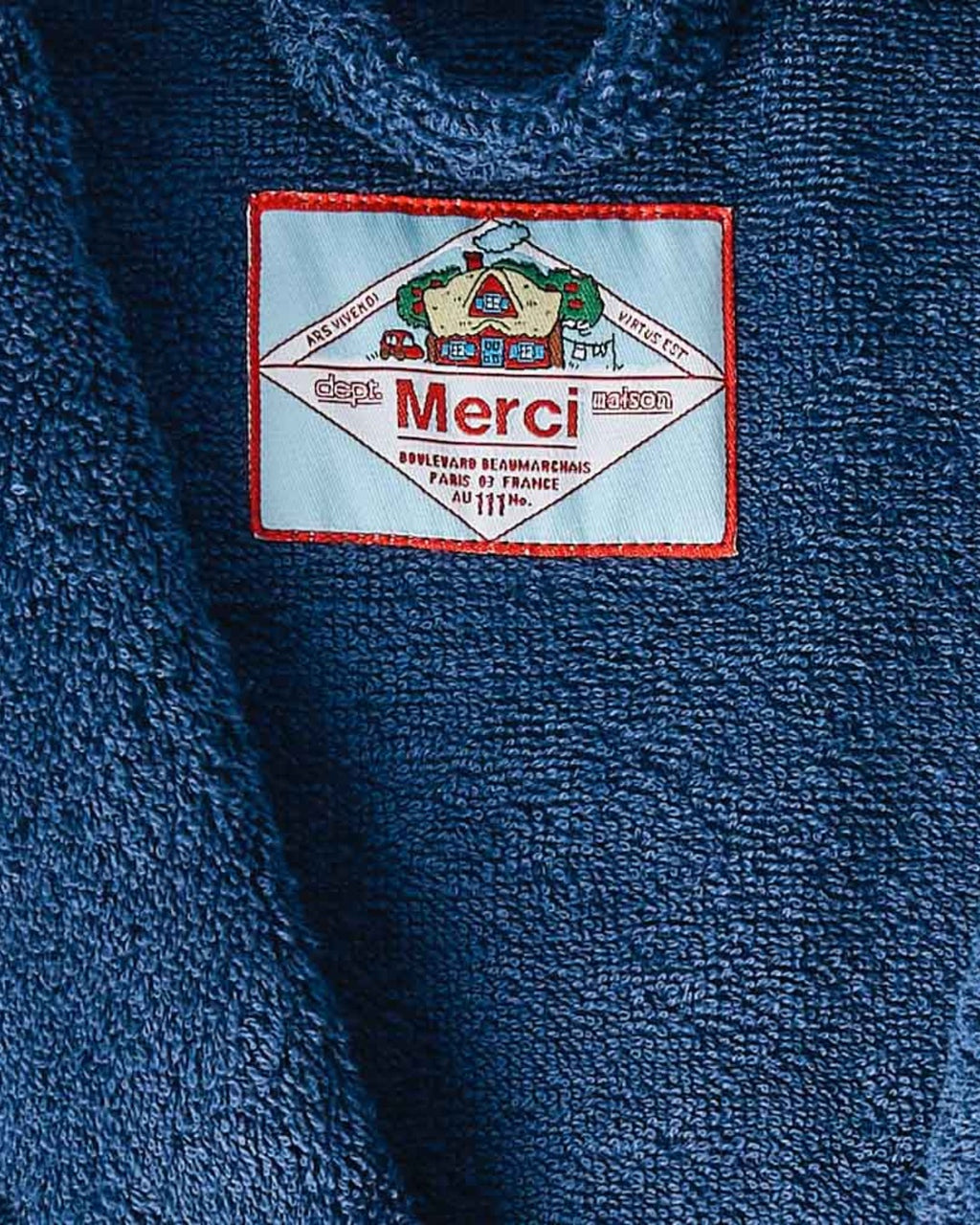 Merci - Peignoir En Éponge - Bleu Nuit