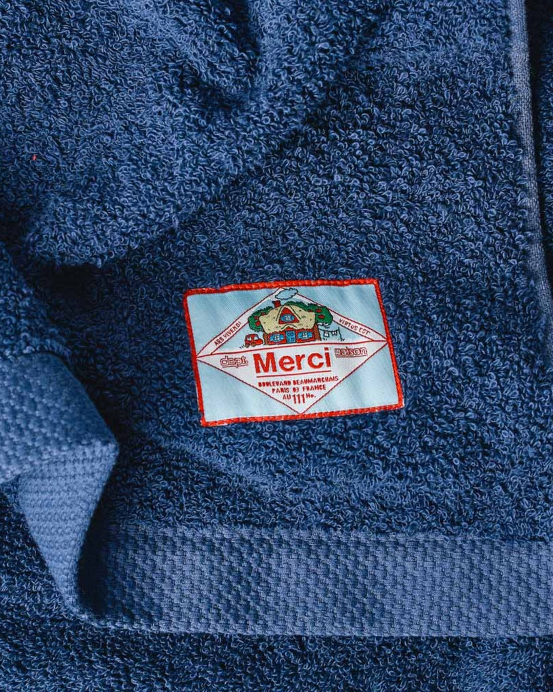 Merci - Terry Cloth Bath Towel - Blue Night
