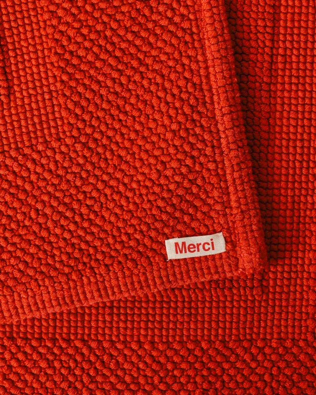 Merci - Tapis De Bain En Coton - Rouge Soir