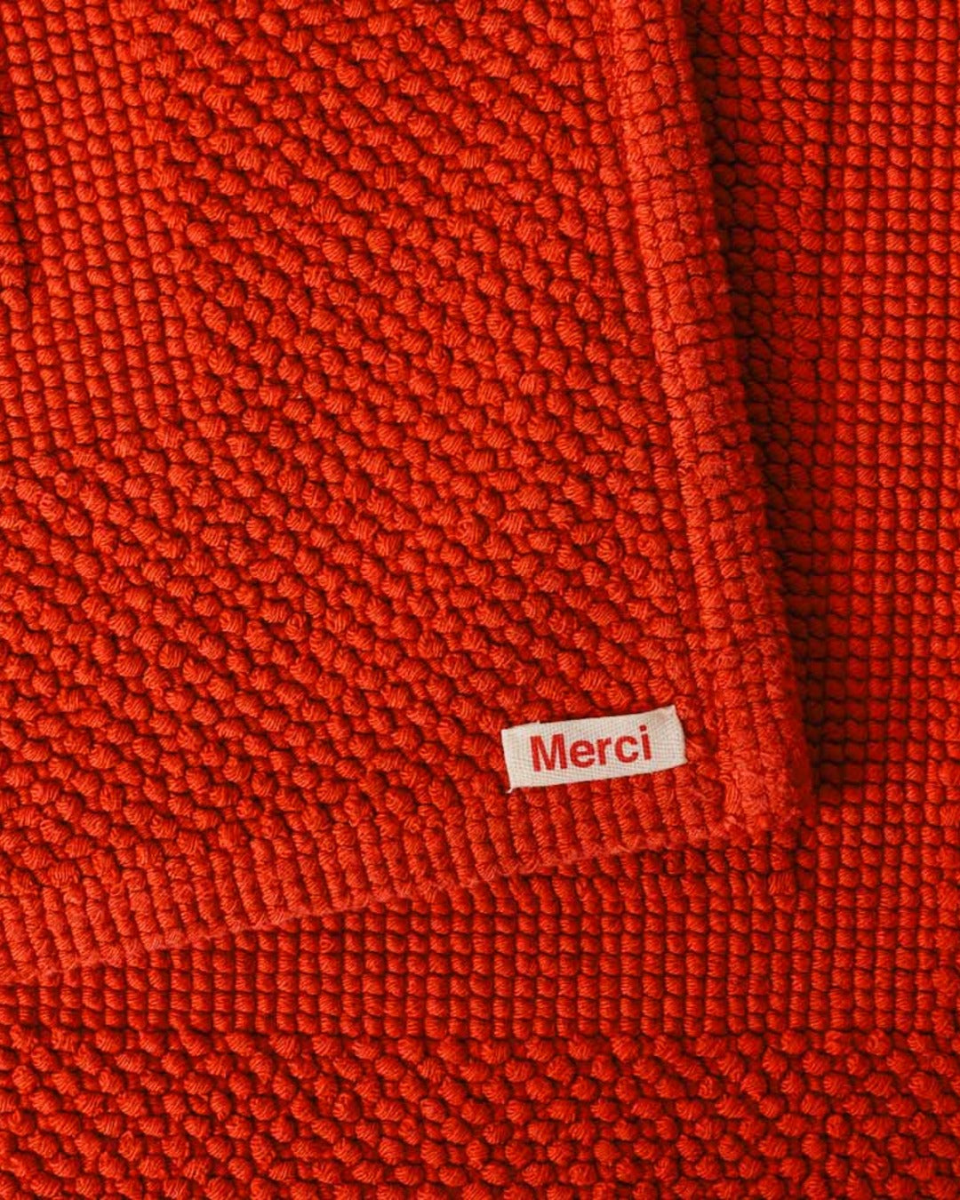 Merci - Tapis De Bain En Coton - Rouge Soir