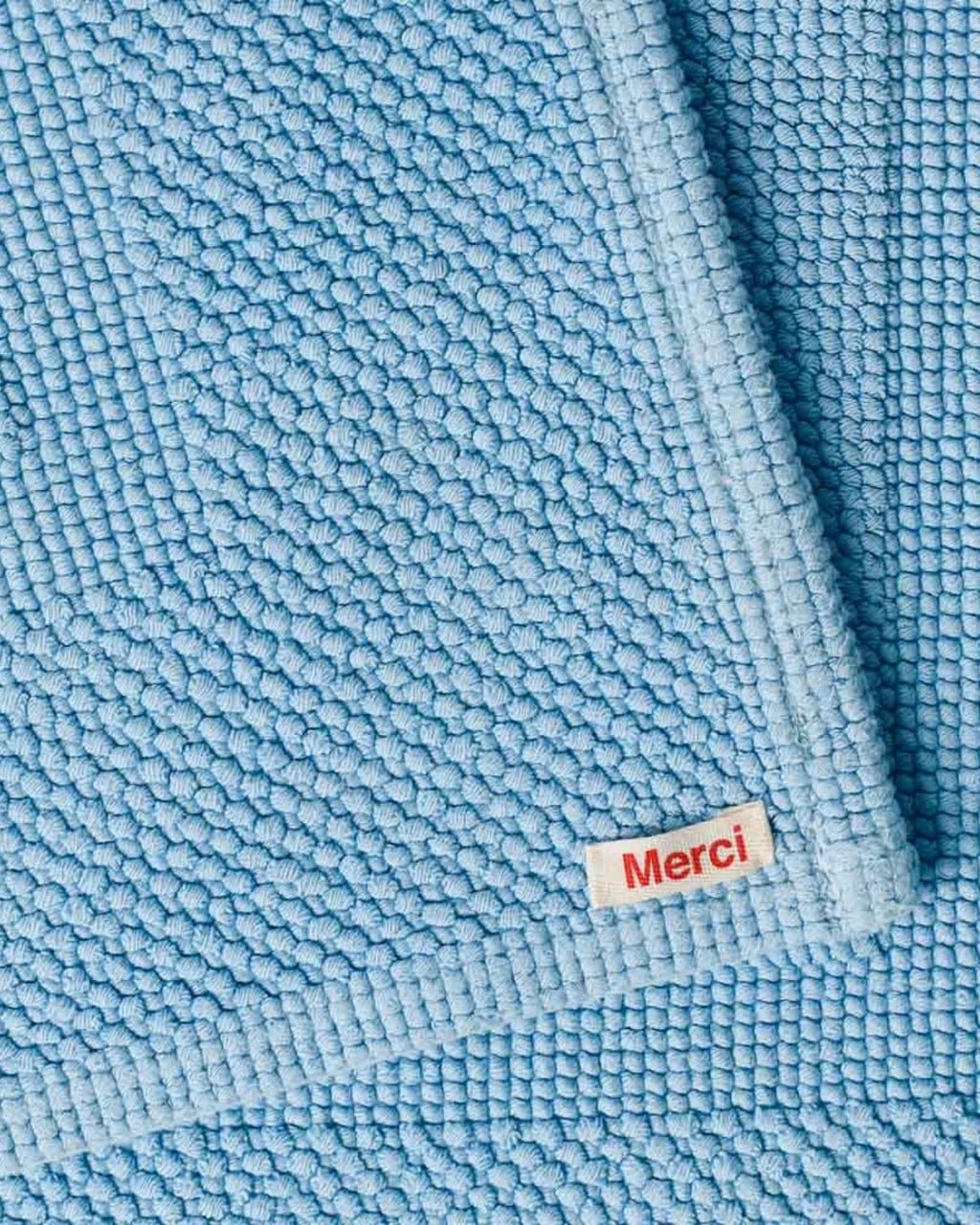 Merci - Tapis De Bain En Coton - Bleu Jour