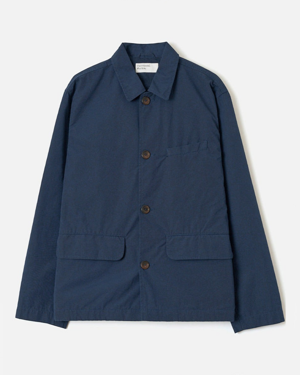 Veste Warmus bleu marine Merci Paris en toile de coton avec col chemise, poches avant et fermeture boutonnée