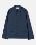 Veste Warmus bleu marine Merci Paris en toile de coton avec col chemise, poches avant et fermeture boutonnée