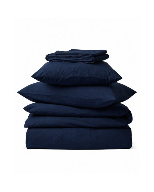 Merci - Parure en percale de coton - Tataki Bleu Nuit — packshot de la parure