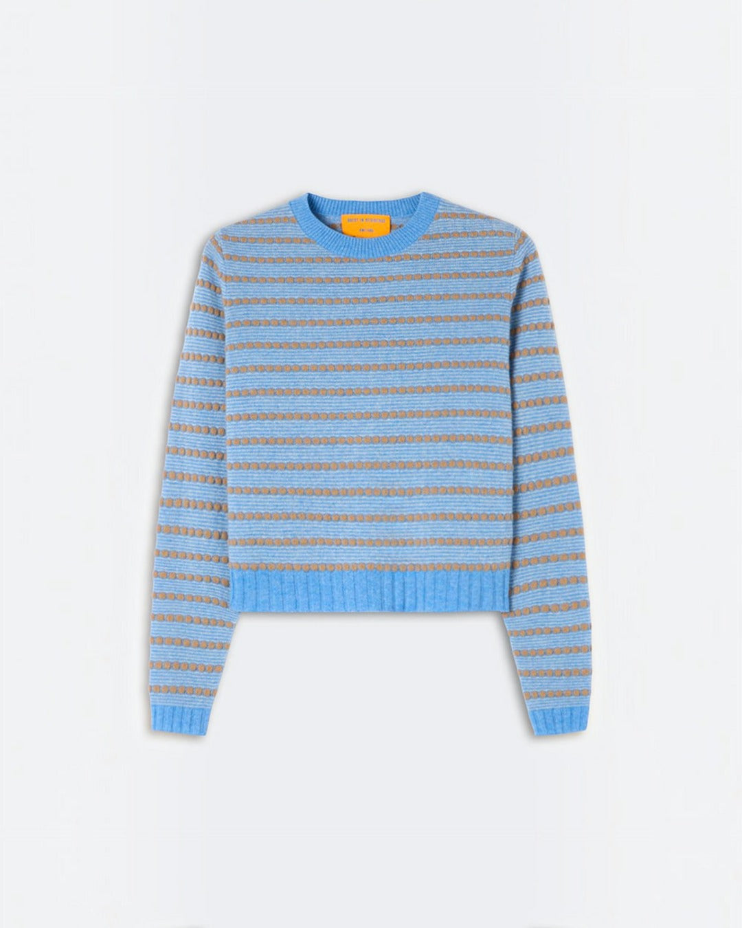 Guest In Residence - Pull Pebble Stripe Shrunken Crew - Delft Blue Combo