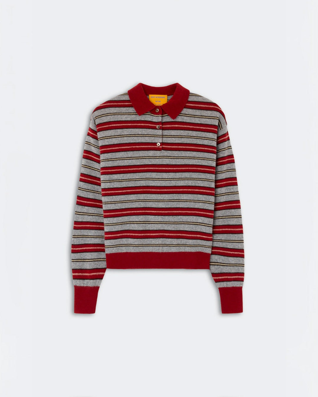Guest In Residence - Collegiate Striped Polo - Carmine Combo