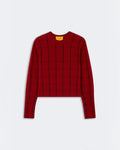 Guest In Residence - Shrunken Checker Crew Sweater - Carmine Burnt & Cocoa