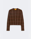 Guest In Residence - Jane Checker Cardigan - Burnt Cocoa & Carmine