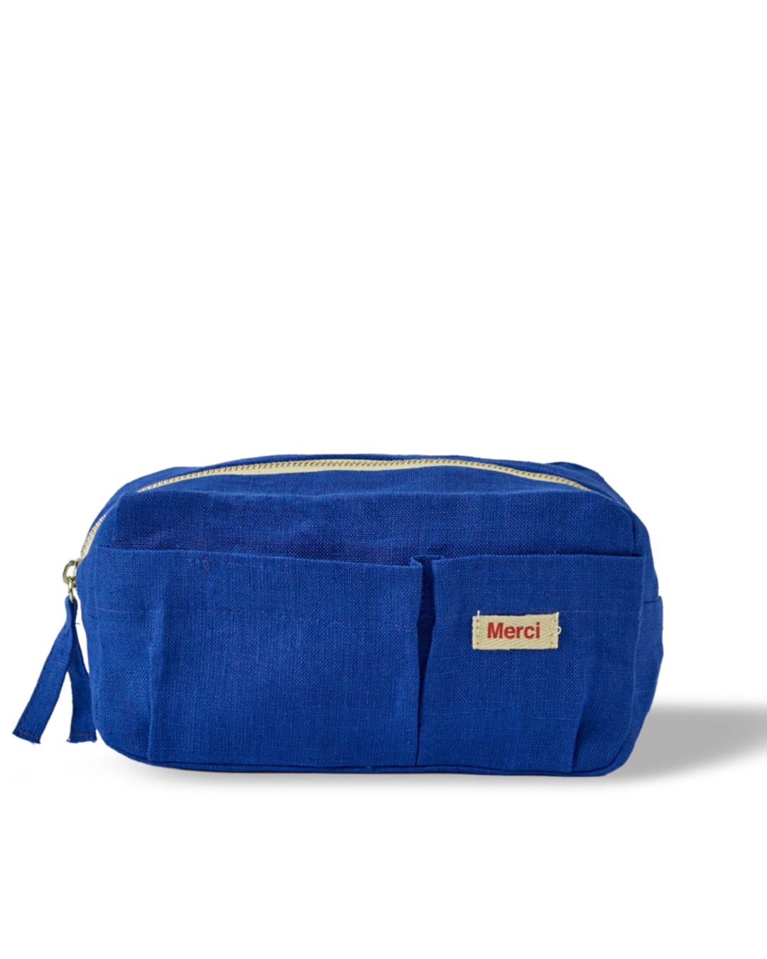 Merci - Trousse En Lin Lavé - Bleu Cobalt 60