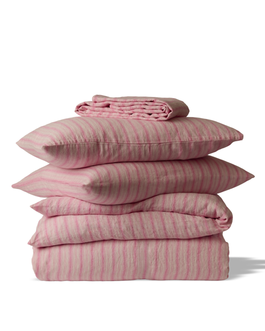 Merci - Washed linen duvet cover - Pink Weft Stripes