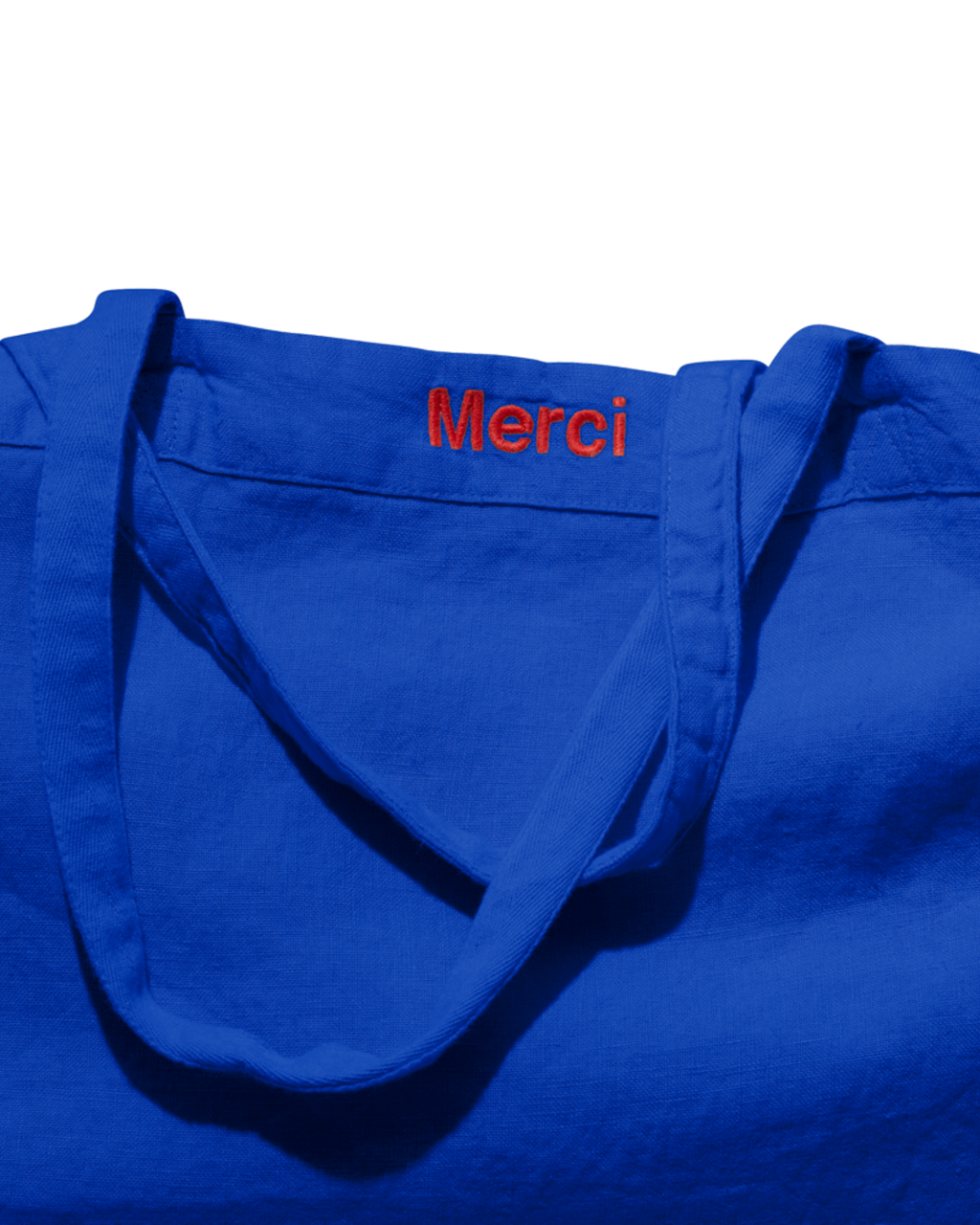 Merci - Washed linen Merci shopping bag - Blue Cobalt-60