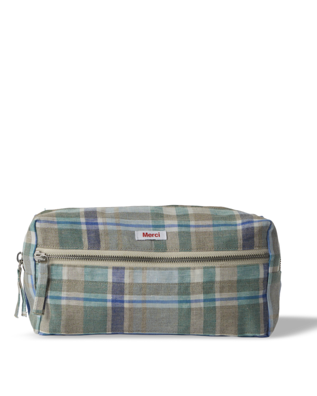 Merci - Washed linen toiletry bag - Library Checks