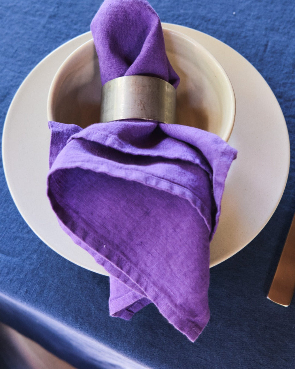 Merci - Washed linen napkin - Storm Violet