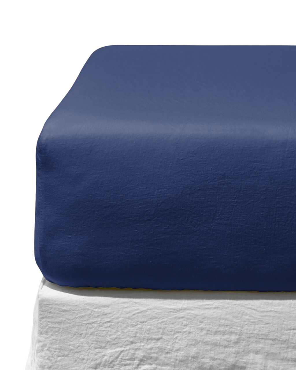 Merci - Washed linen fitted sheet - Blue Pacific