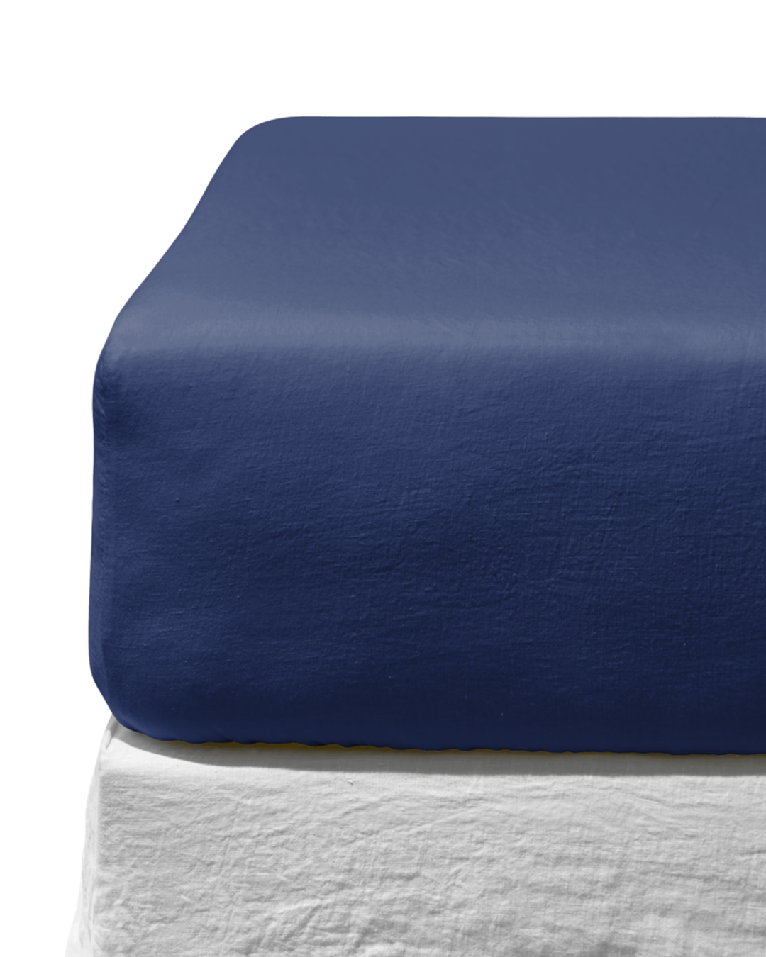 Merci - Washed linen fitted sheet - Blue Pacific