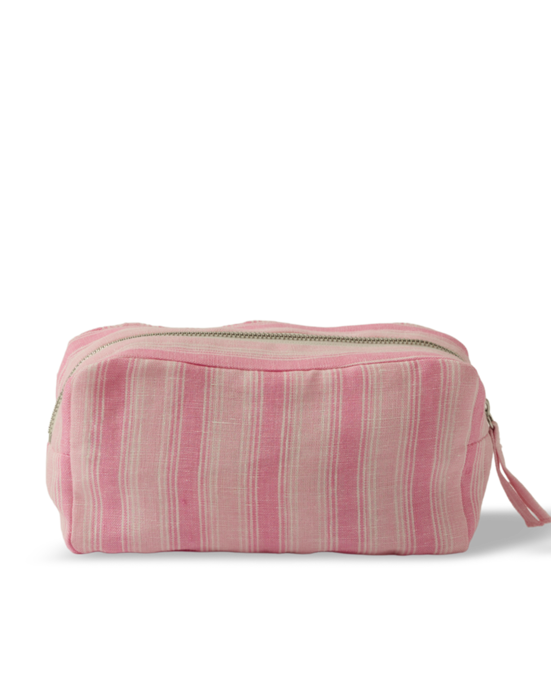 Merci - Trousse En Lin Lavé - Rayures Trame Rose