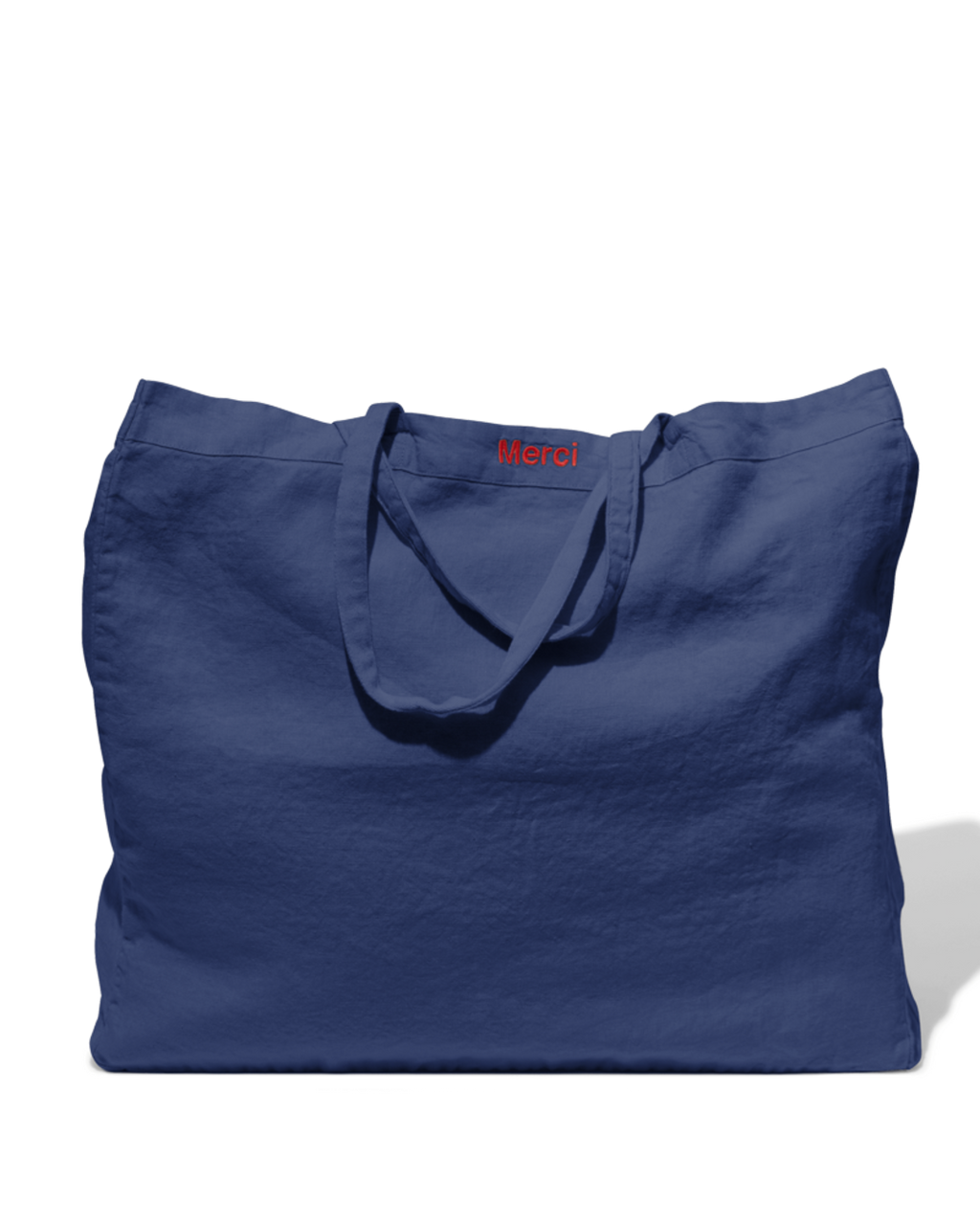 Merci - Cabas En Lin Lavé - Bleu Pacifique