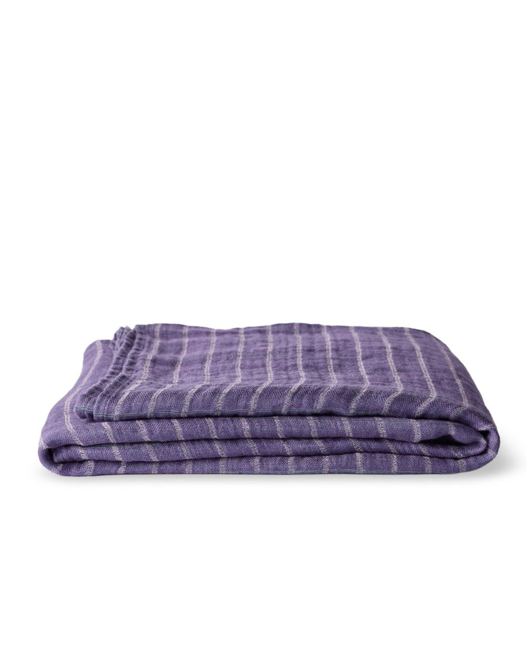 Merci - Reversible washed linen blanket - Purple & Green Checks