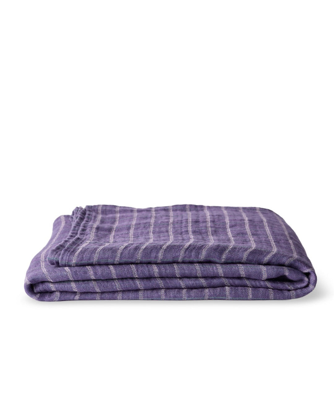 Merci - Reversible washed linen blanket - Purple & Green Checks