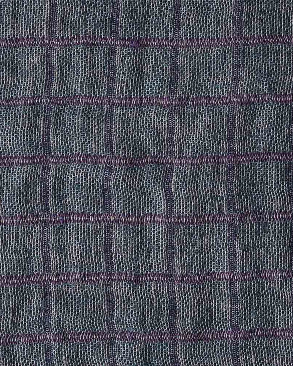 Merci - Reversible washed linen blanket - Purple & Green Checks