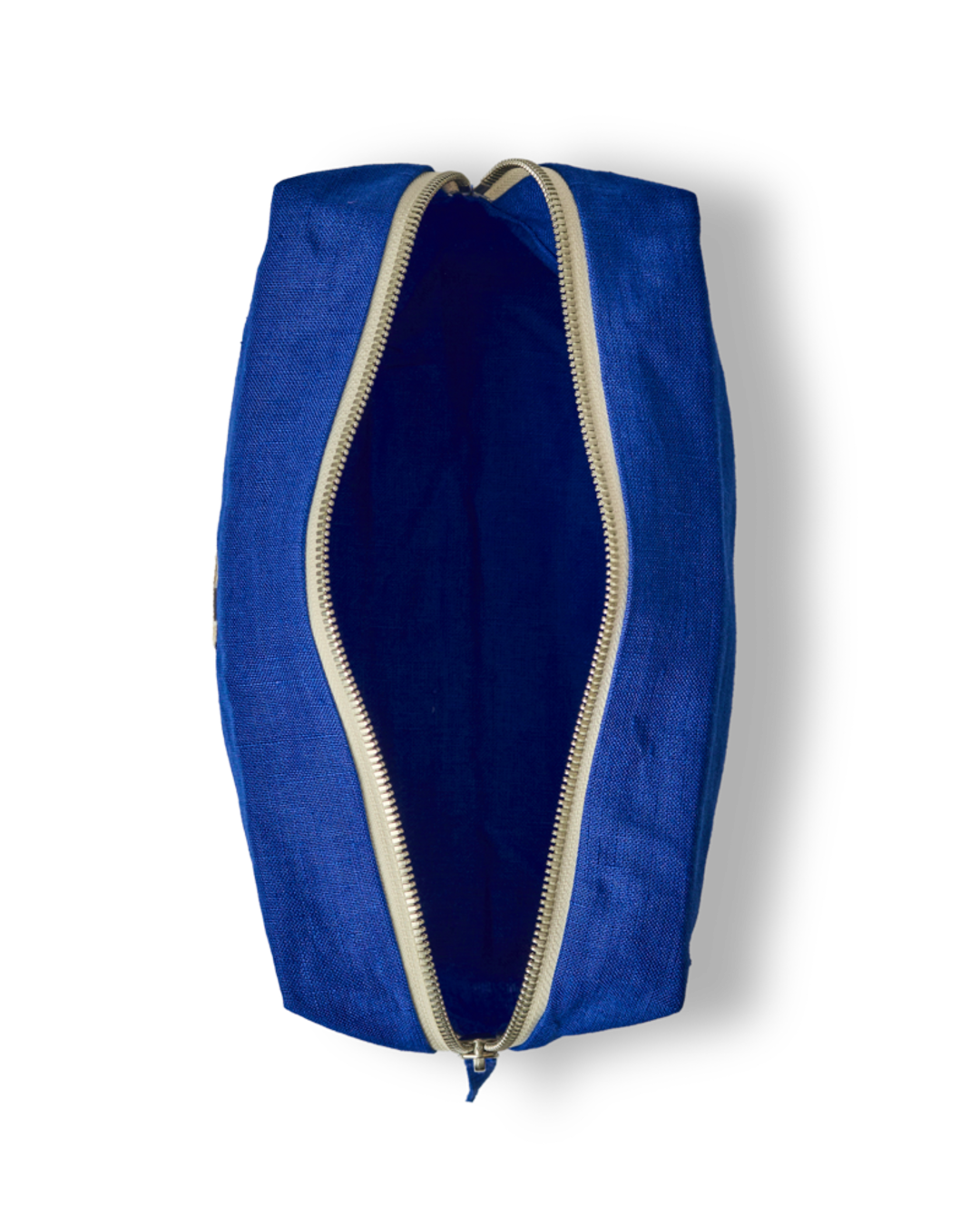 Merci - Washed linen toiletry bag - Blue Cobalt-60