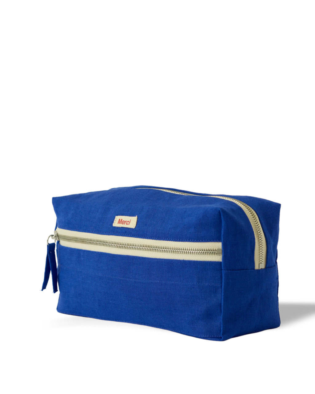 Merci - Washed linen toiletry bag - Blue Cobalt-60