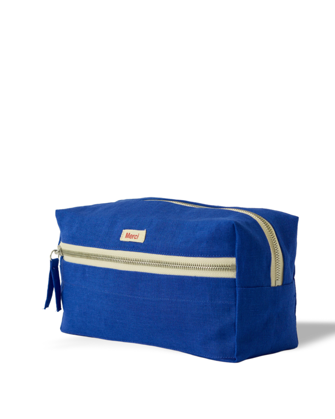 Merci - Washed linen toiletry bag - Blue Cobalt-60